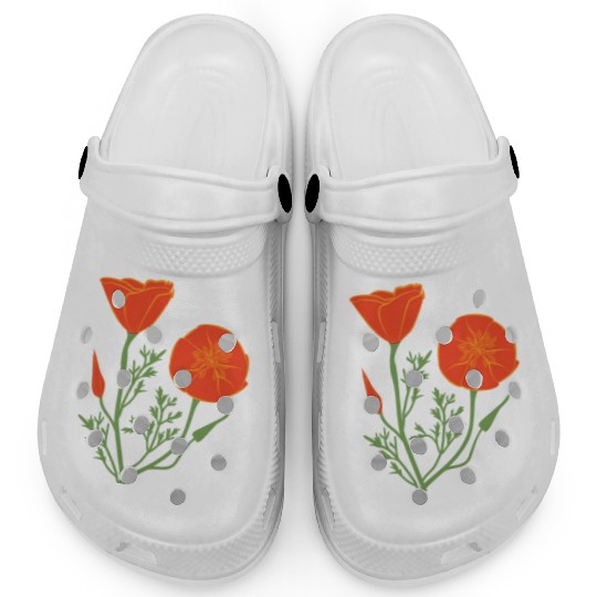 California Poppies on Clear Background Clogs