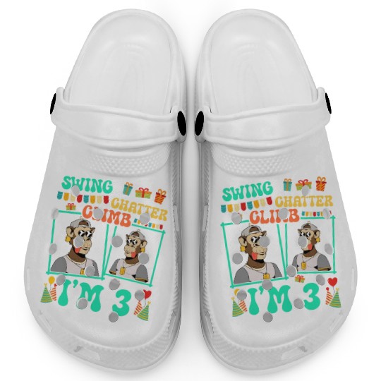 Swing Chatter Climb I'm 3 Monkey Lover Kid 3rd Clogs