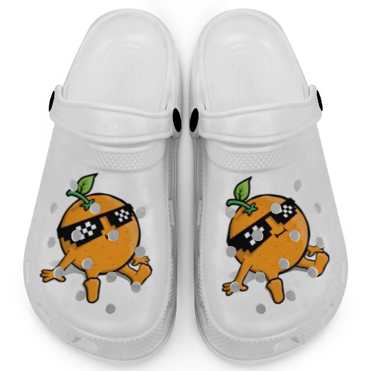 Cool Relaxing Orange Fruit Pixel Sunglasses Face Clogs