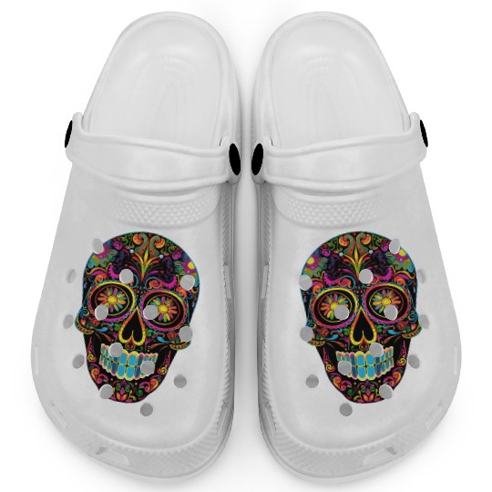 Neon Sugar Skull: Jack Skellington Design Clogs