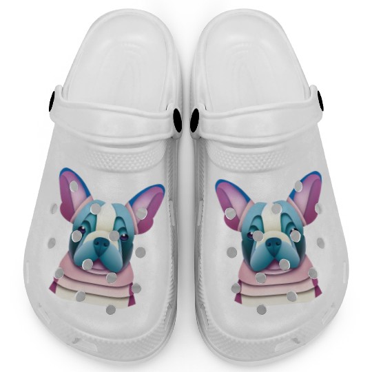 French Bulldog Paper Art Clogs