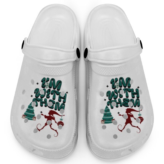 "Im with them" Christmas Elf design Clogs