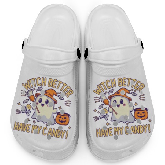 Cute Kawaii Ghost Design – Witch better Have Candy Clogs