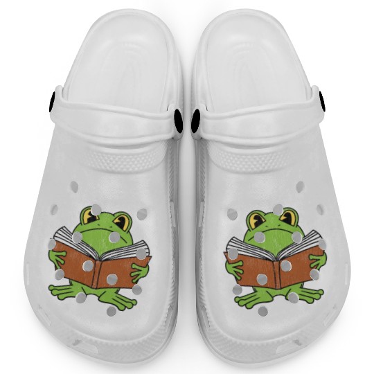 Ew People Cottagecore Frog Reading Book Clogs