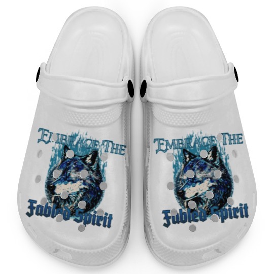Embrace The Fabled Spirit Wolf Blue Clogs
