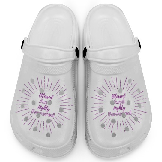 Blessed and Highly Favored Purple Clogs