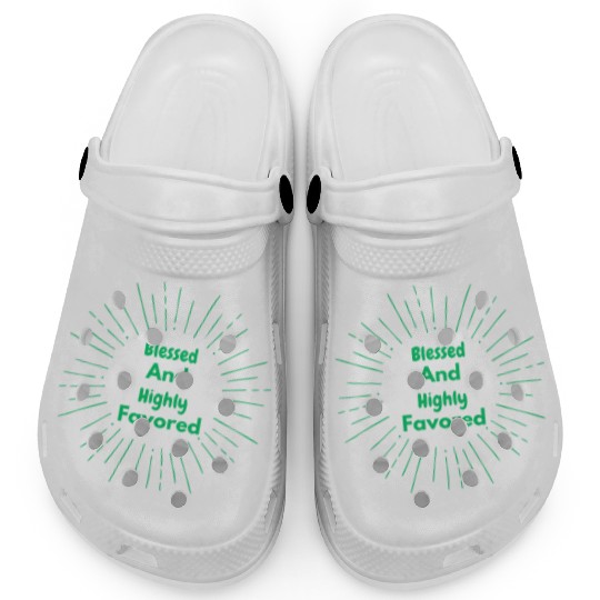 Blessed and Highly Favored Green Clogs