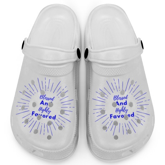 Blessed and Highly Favored Blue Clogs