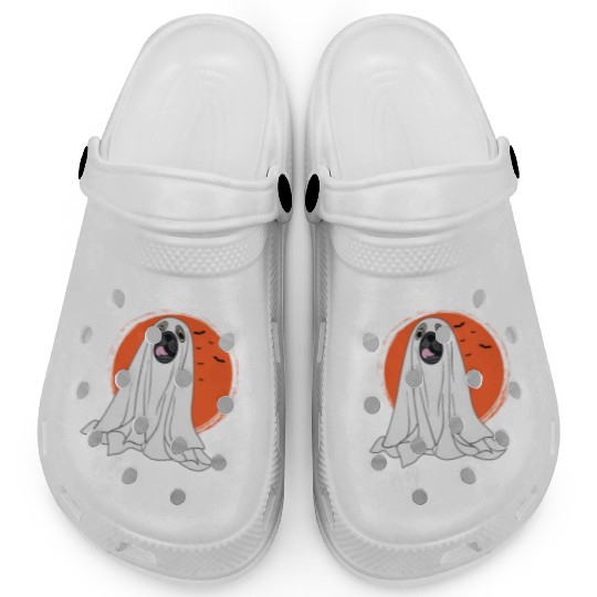 funny saying Dog Ghost Halloween qoute Clogs