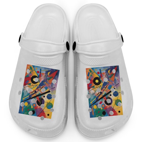 Vibrant Abstract Geometric Painting Clogs