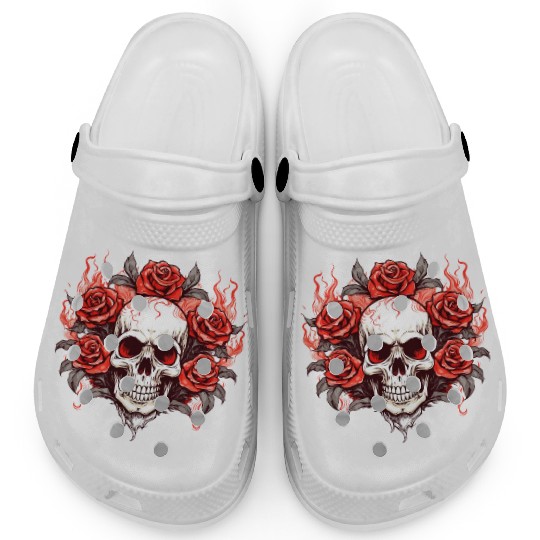 Halloween Roses and Skull Clogs