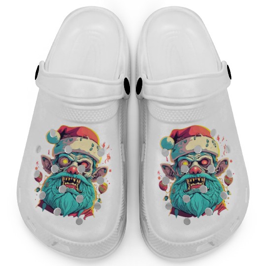 Zombie Face With Santa Hat Clogs