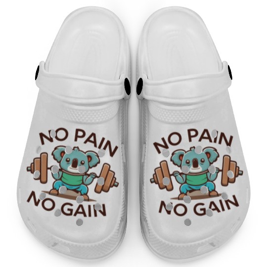 No Pain No Gain Cute Fat Panda Weightlifting Gym Clogs