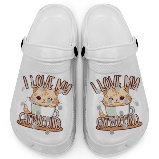 i love my catpuccino - Coffee lover Clogs