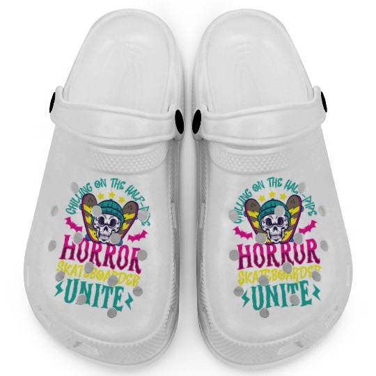 Spooky Horror Skateboarder Halloween Skateboarding Clogs