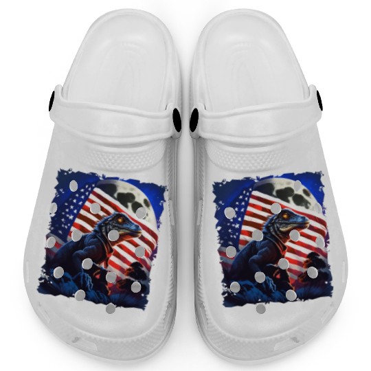 America lizard under Moon with American Flag Clogs