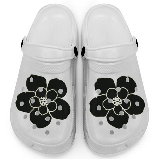 Black PNG printable Hibiscus flower Clogs