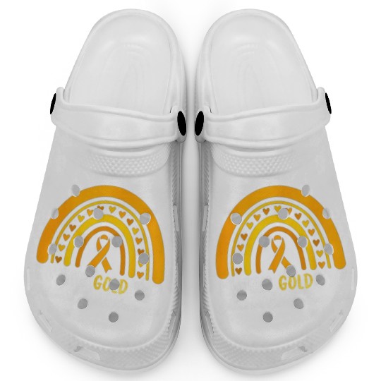 I Wear Gold For Childhood Cancer Awareness Clogs