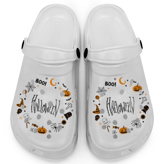 Embroidered Ghost Dogs Trick or Treat Halloween Sw Clogs