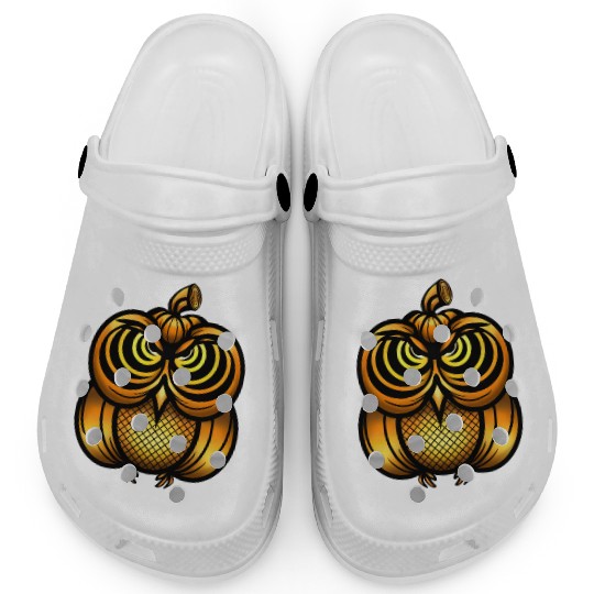 Halloween Pumpkin Owl design Clogs