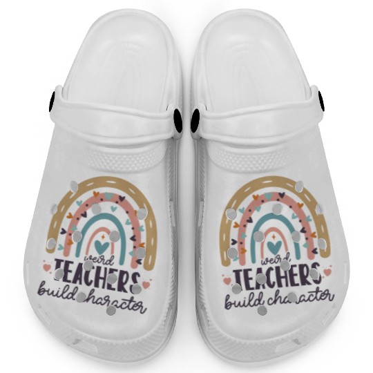 Weird Teachers Build Character Leopard Rainbow Clogs