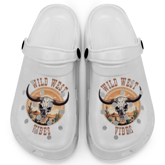 Vintage Cow Skull Wild West Vibes Clogs