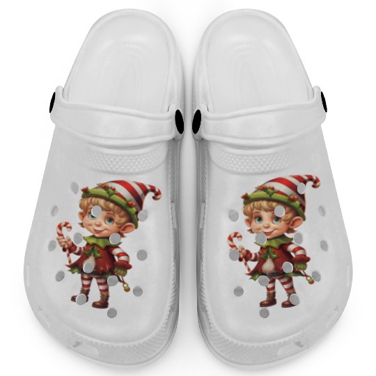 Christmas Elf Candy Cane X-Mas Pajamas Party Clogs