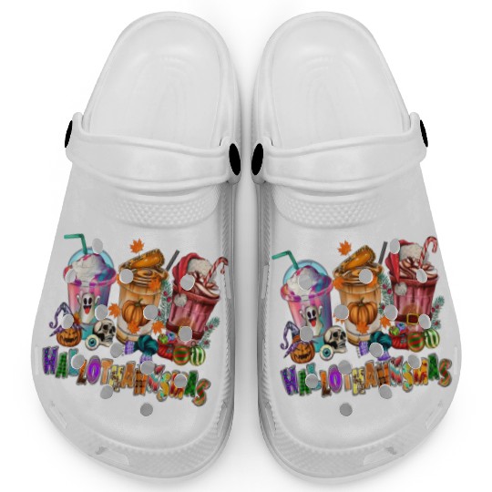 Happy Hallothanksmas Coffee Latte Halloween Clogs