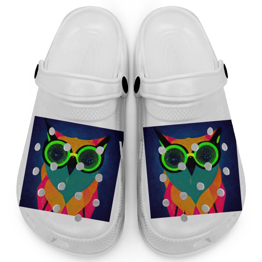 Mod Owl: Bold Owl with Green Glasses Clogs
