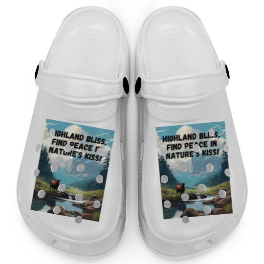 Highland Mountain Landscape with a highland cow Clogs