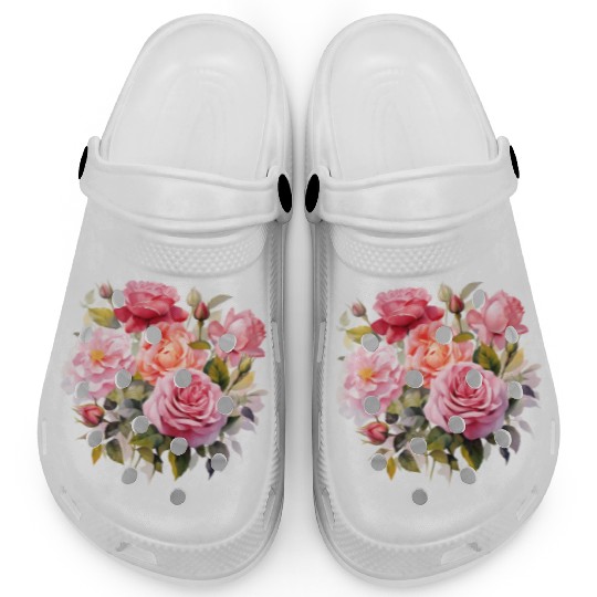 Nature's Artistic Elegance English Rose Tapestry Clogs