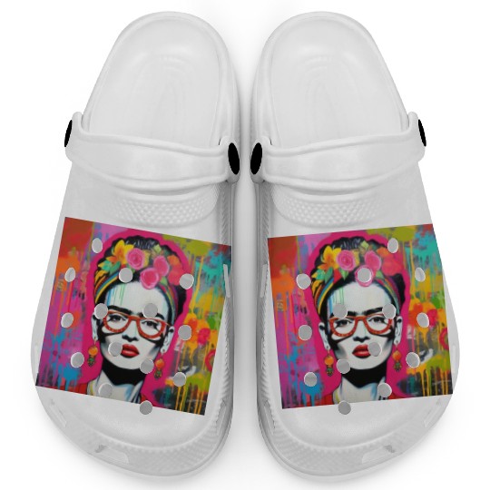 Frida Kahlo style urban art colorfull graffiti Clogs
