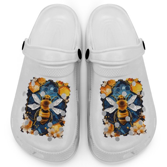 Artistic honeycomb and bee Clogs