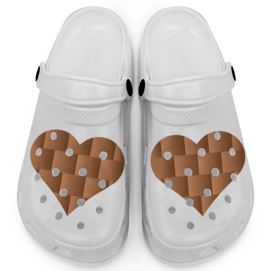Brown Cute Heart Icon Clogs