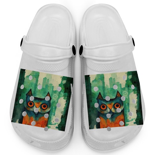 Mod Owl: Watercolor CIty Owl Clogs