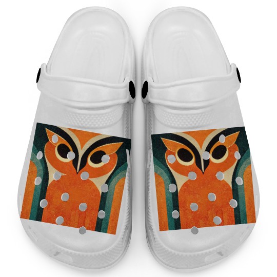 Mod Owl: Big Bold Orange Owl Clogs