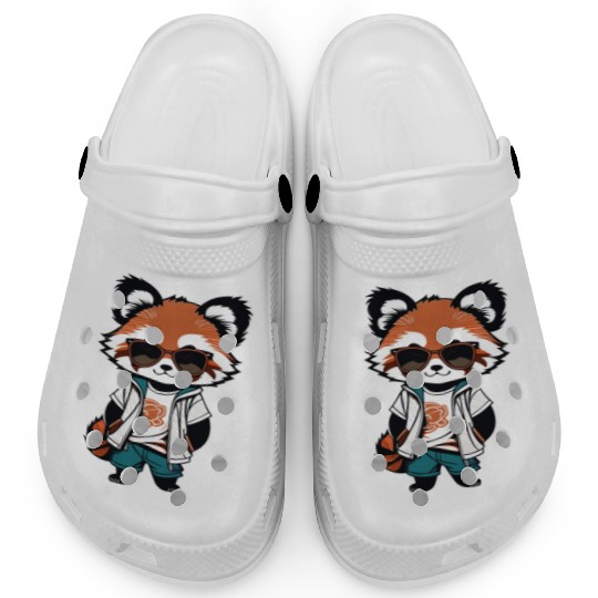Red Panda Cub With Glasses Clogs