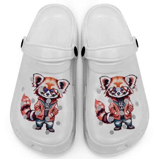 Red Panda Cub Watercolor Clogs