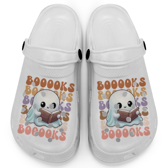 Cute Ghost Reading Books | Booooks | Funny Clogs