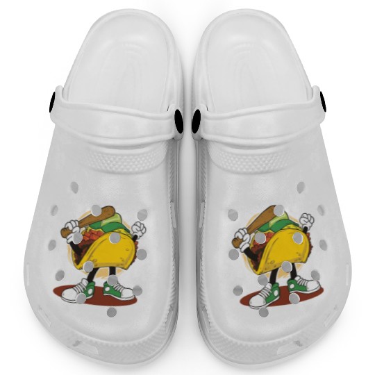 Taco Mexican Food Baseball Card Baseball Player Clogs