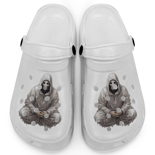 Funny Halloween Pumpkin With Cute Ghost Clogs