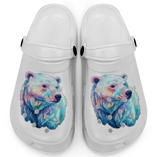 Polar Bear Roar in Winter Wonderland Watercolor Clogs