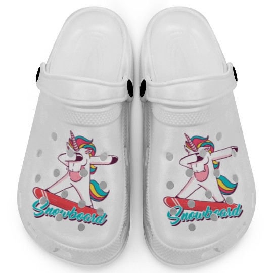 Snowboard Girls Snowboarding Unicorn Clogs