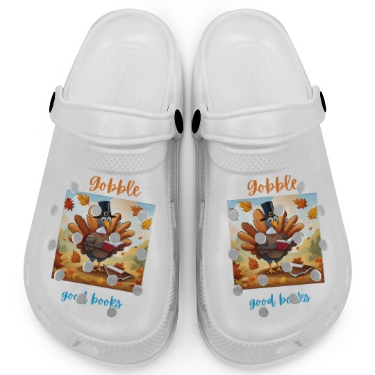 Gobble Good Book Thanksgiving Library Turkey Fall Clogs