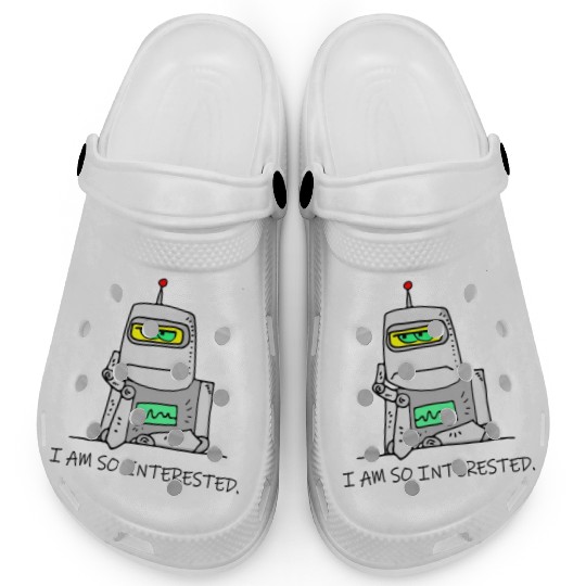 Interested Robot Funny Moody Bored Cartoon Joke Clogs