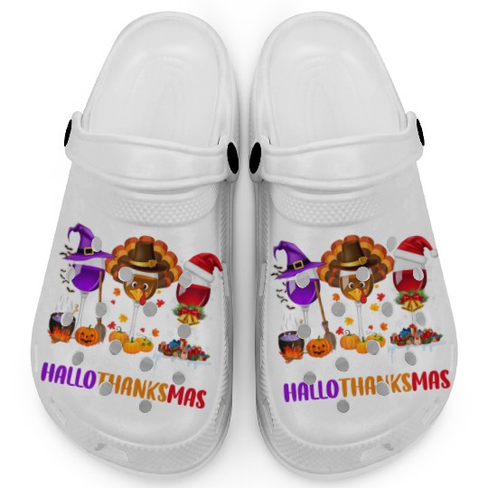 Happy Hallothanksmas Wine Glasses Drinking Lover Clogs
