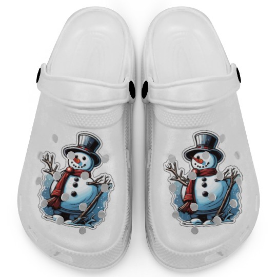 Snowman / Winter / Snowflake / White / Frosti Clogs