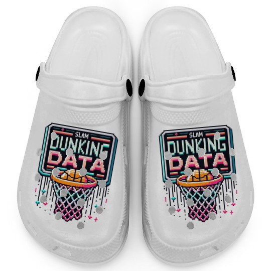 Slam Dunking Data - Retro 8-bit Basketball Hoop Clogs