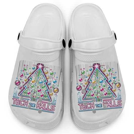 Tech the Halls - Christmas Tree in 8-bit Neon Clogs