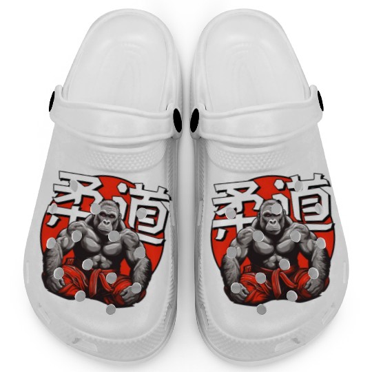 Judo Martial Arts Gorilla Japanese Text Red White Clogs